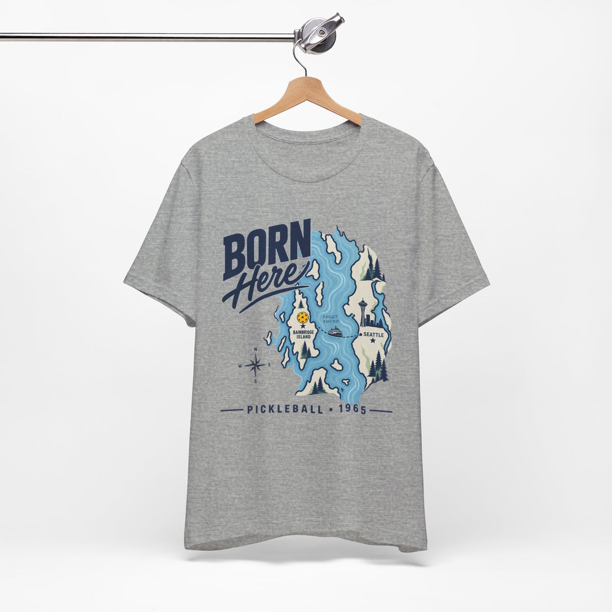 Copy of Born Here Bainbridge Island Pickleball 1965 Unisex Tee