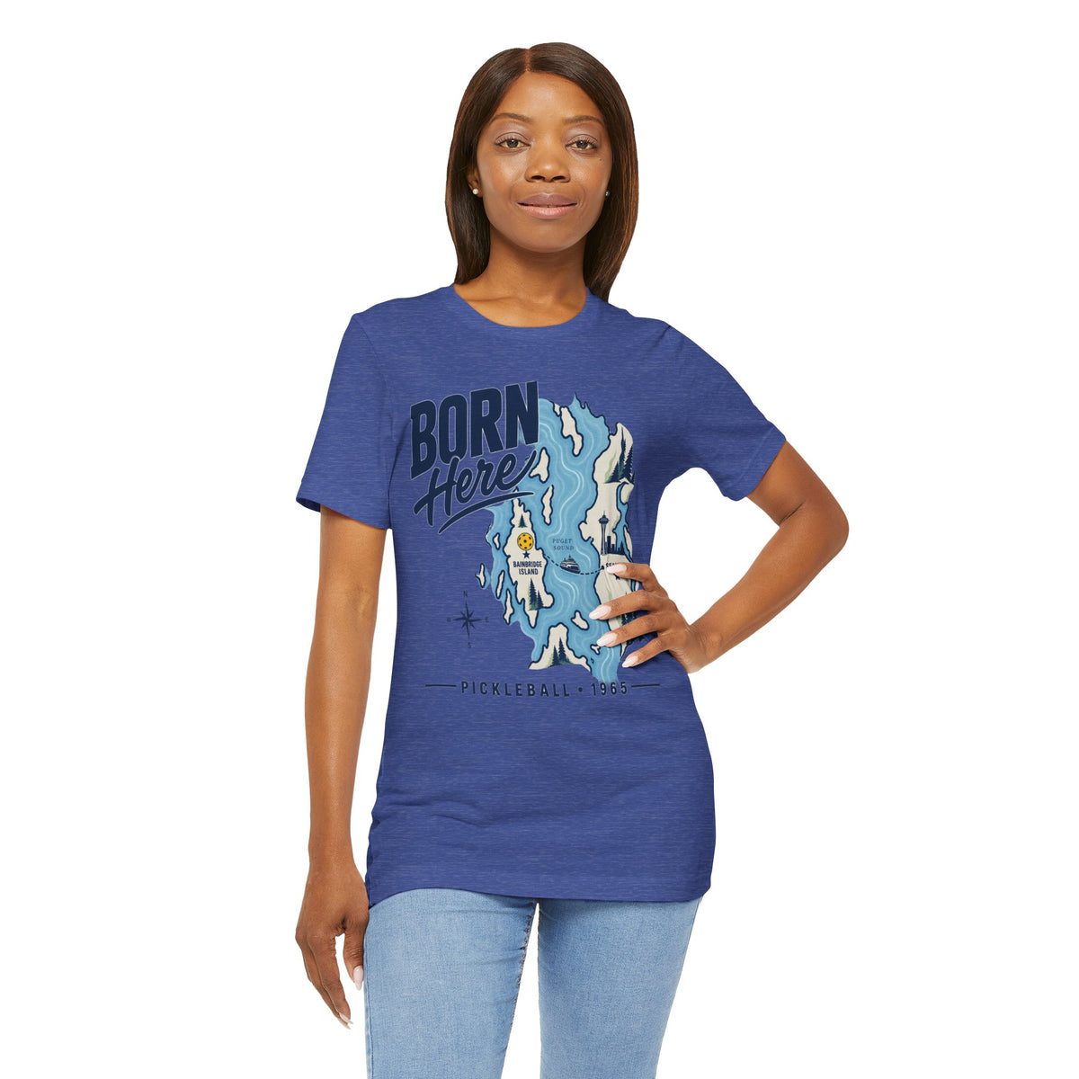 Born Here Bainbridge Island Pickleball 1965 Unisex Tee