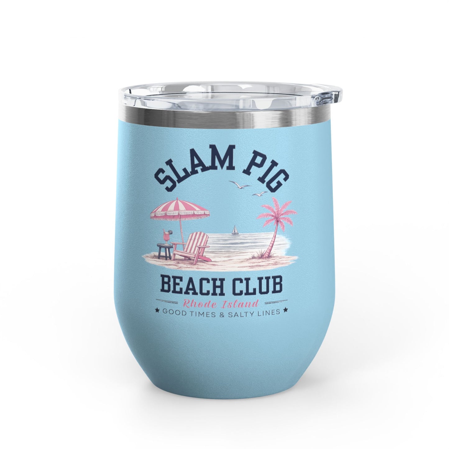 Slam Pig Beach Club Tumbler, RHORI Inspired Wine Tumbler, Rhode Island Gift, 12oz Insulated Cup, Bravo Fan Gift, Beach Cup