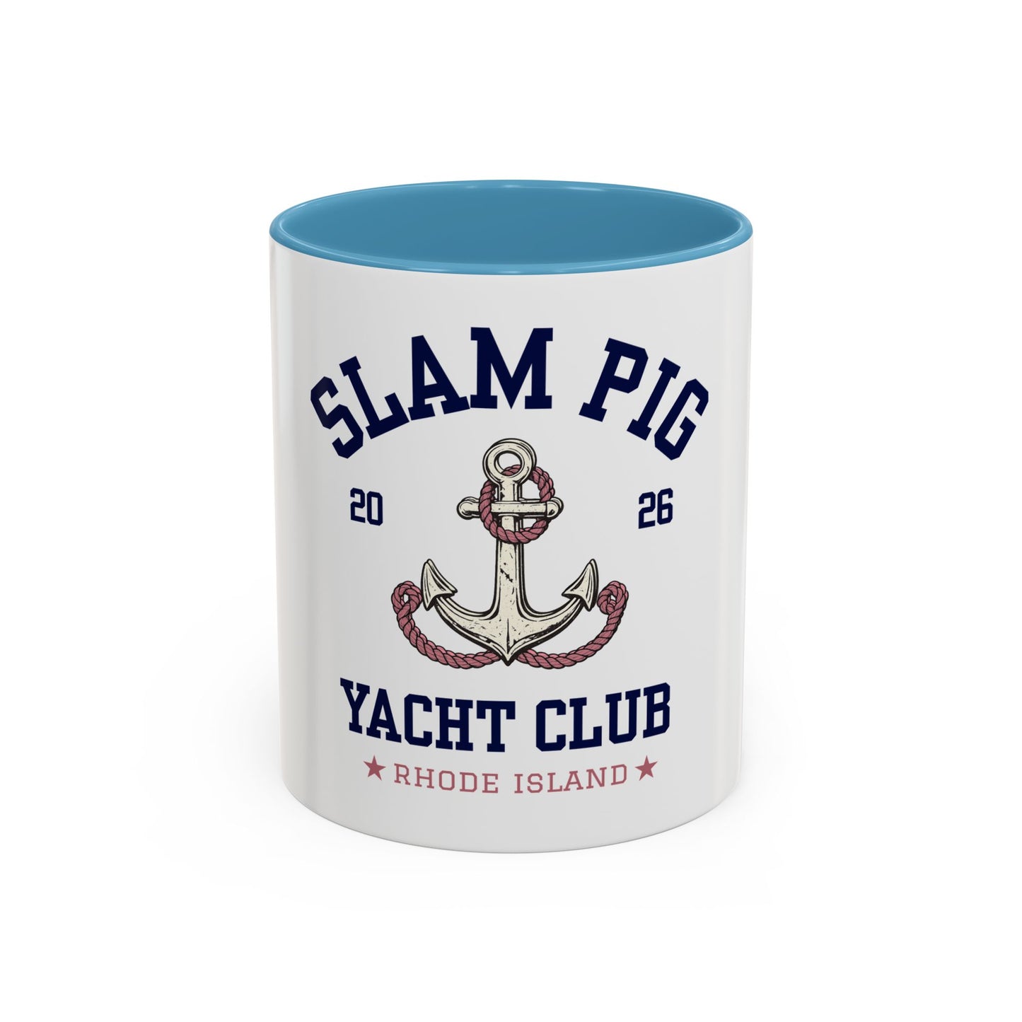 Slam Pig Yacht Club Mug | Rhode Island Coffee Mug | Nautical Sailing Mug | Coastal Boat Lover Gift | Preppy Beach Club Mug | Ceramic Cup