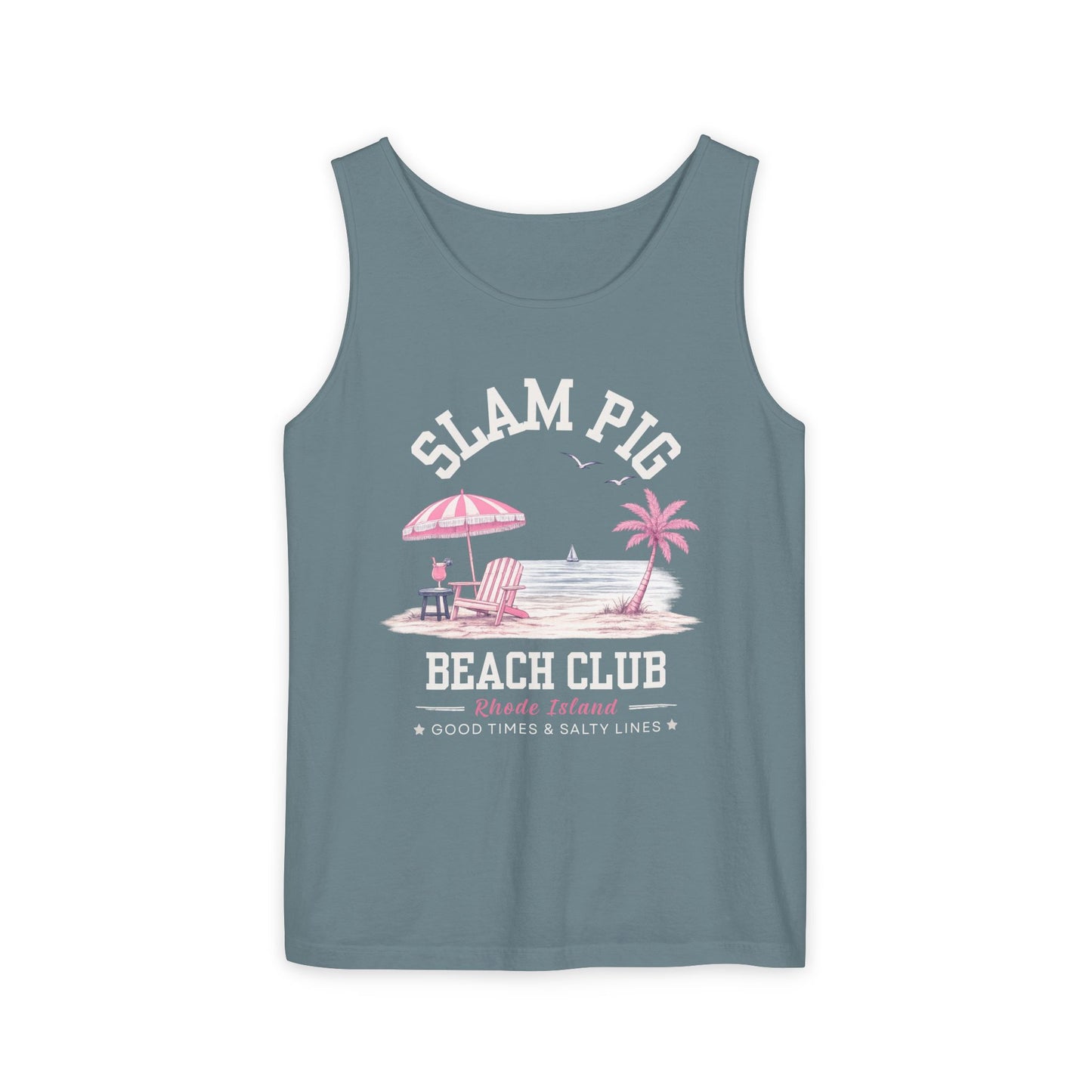 Slam Pig Beach Club Shirt, Rhode Island Beach Tee, Coastal Vacation Shirt, Preppy Summer Graphic Tee, Nautical Ocean Shirt