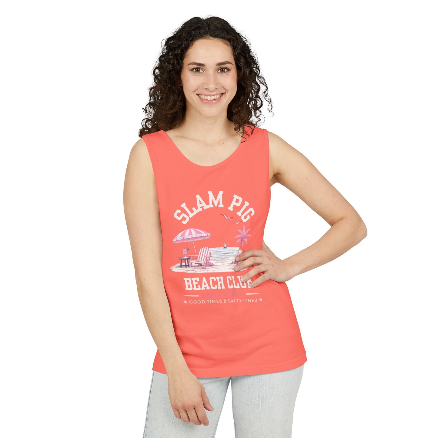 Slam Pig Beach Club Shirt, Rhode Island Beach Tee, Coastal Vacation Shirt, Preppy Summer Graphic Tee, Nautical Ocean Shirt
