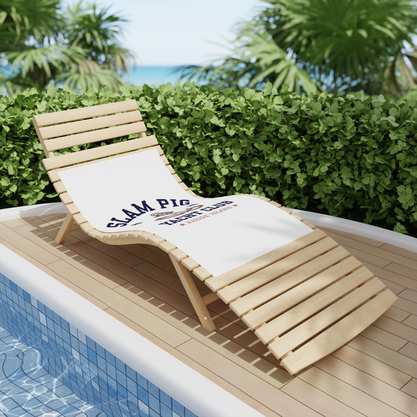 Slam Pig Yacht Club Towel, Rhode Island Yacht Club Towel, Coastal Pool Towel, Pink Navy Yacht Towel, Summer Vacation Gift, RHORI
