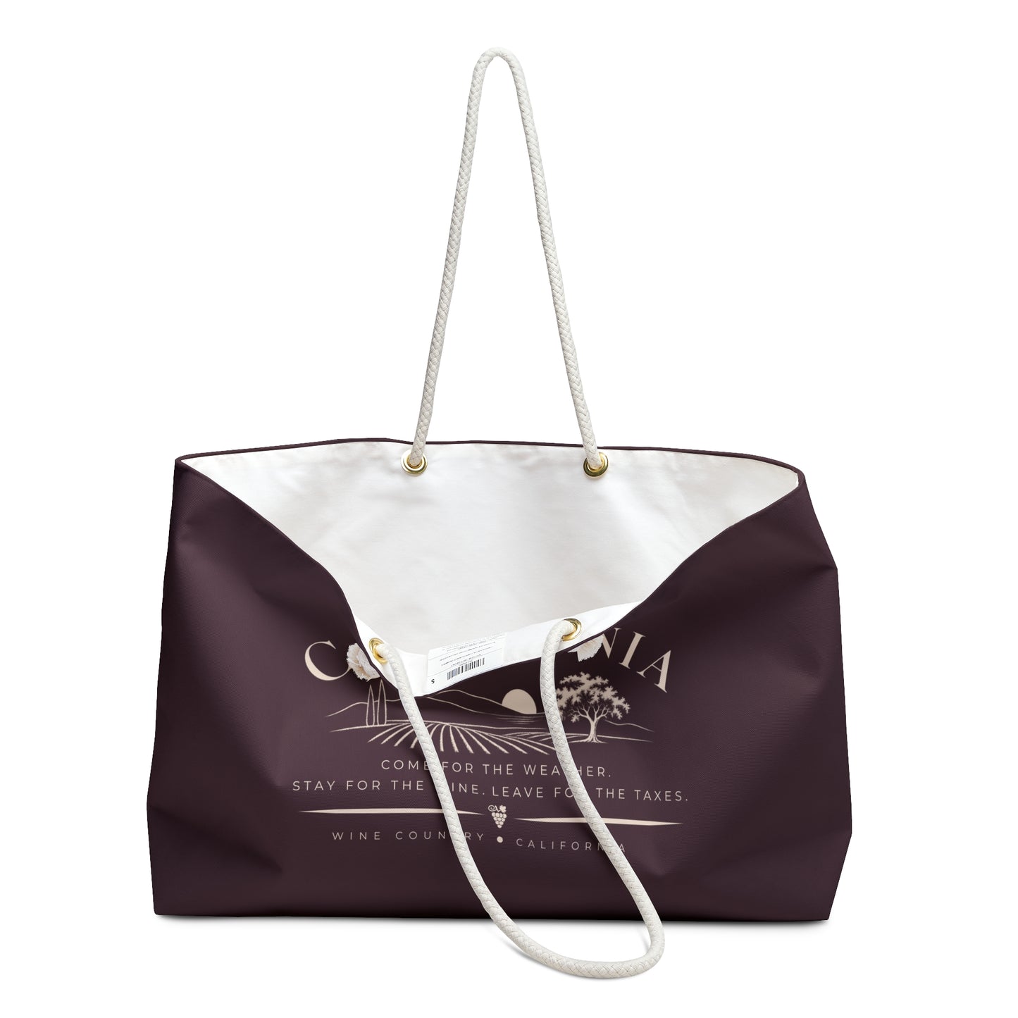 California Wine Country Tote Bag – Come for the Weather, Stay for the Wine, Leave for the Taxes | Two sided