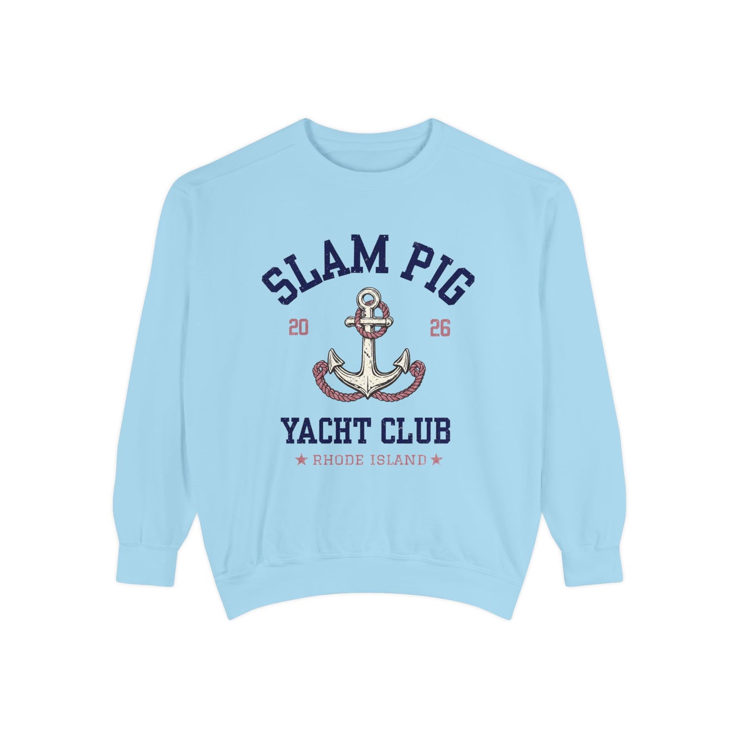 Slam Pig Yacht Club Sweatshirt, Rhode Island RHORI, Coastal Crewneck, Nautical Sweatshirt, Beach Gift
