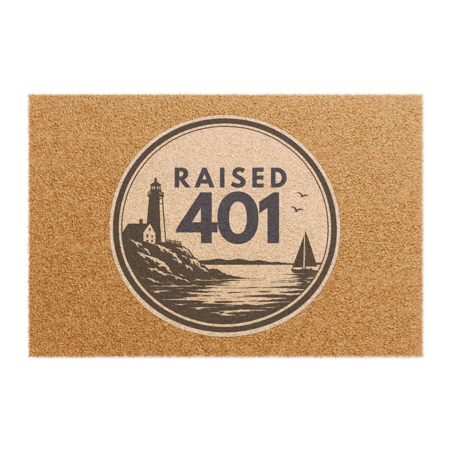 Rhode Island | Local Pride | Raised 401 Doormat | Coastal Lighthouse Sailboat Welcome Mat