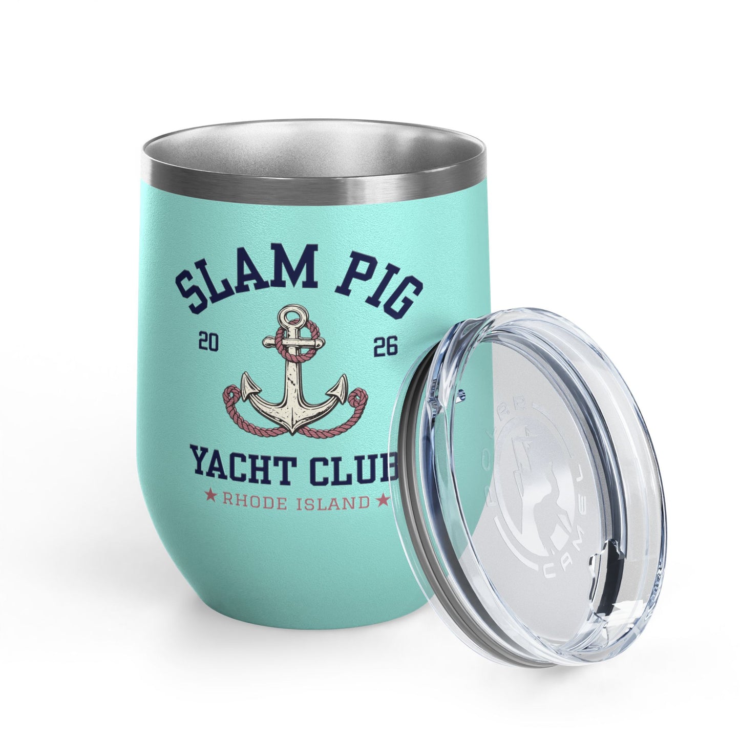 Slam Pig Yacht Club Wine Tumbler, RHORI Inspired Insulated Cup, Rhode Island Boat Gift, Funny Bravo Wine, Front/Back Design