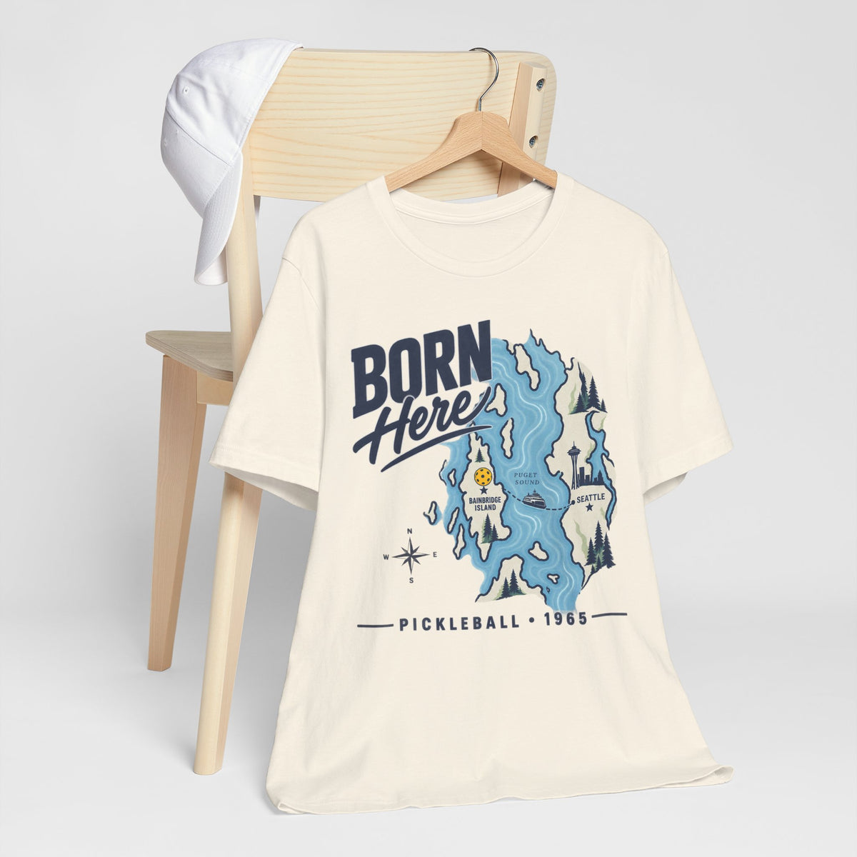 Born Here Bainbridge Island Pickleball 1965 Unisex Tee