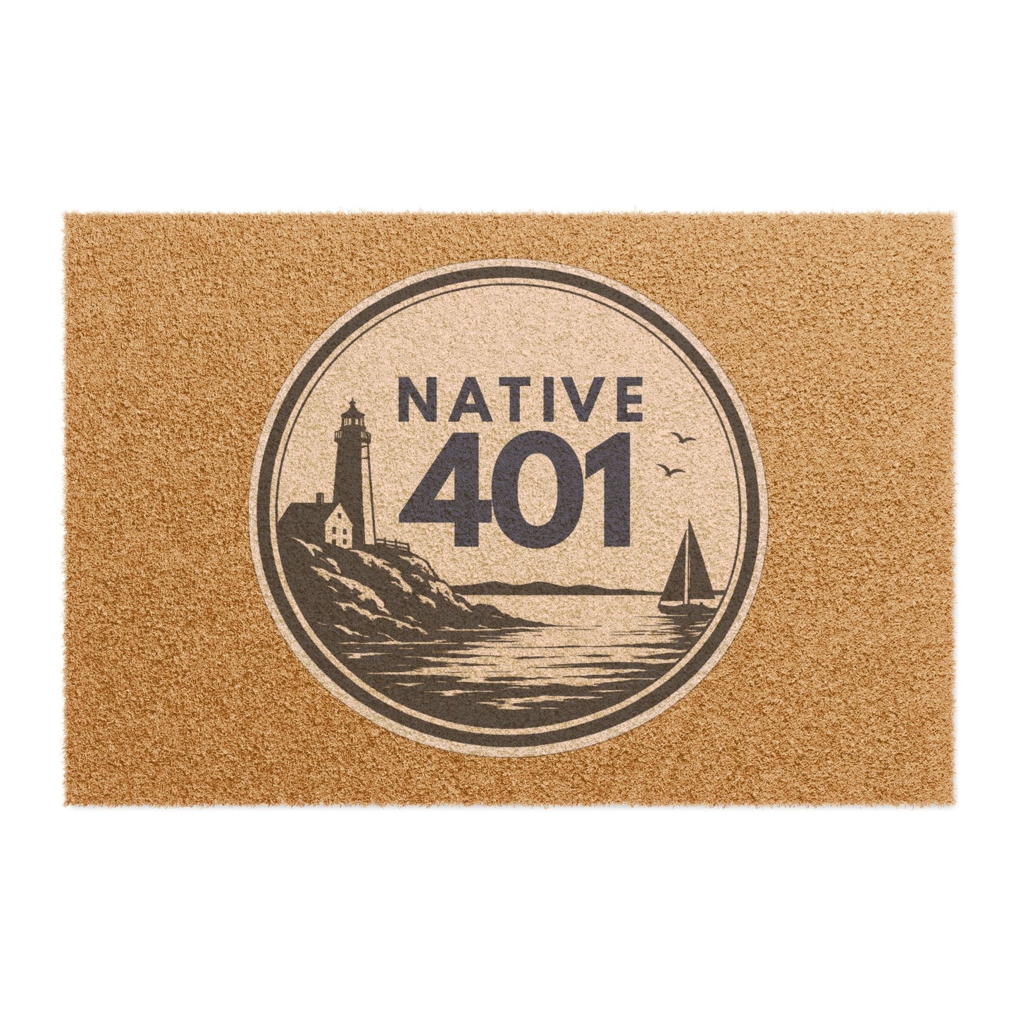 Rhode Island | Local Pride | Native 401 Doormat | Coastal Lighthouse Sailboat Welcome Mat