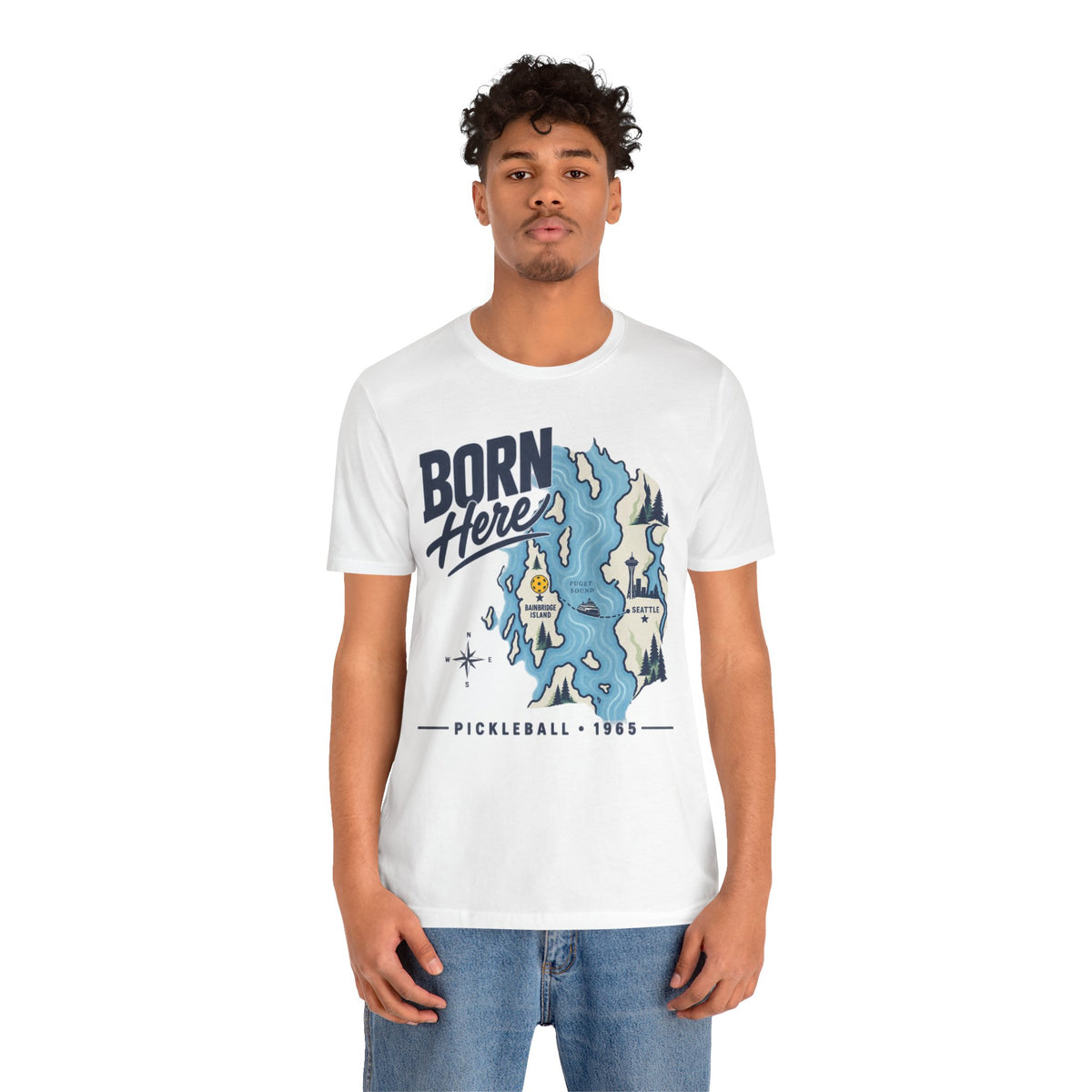 Born Here Bainbridge Island Pickleball 1965 Unisex Tee