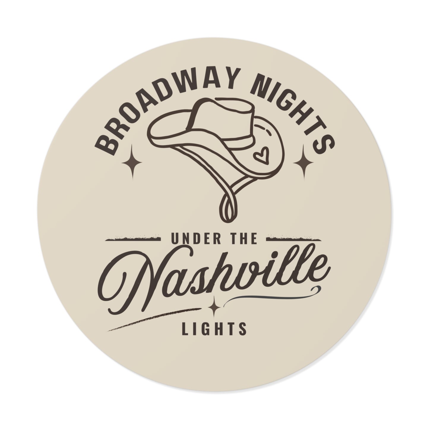 Nashville Nights Guitar Sticker | Round Vinyl Sticker, Ella Vibes | Nashville Music | Broadway Nights