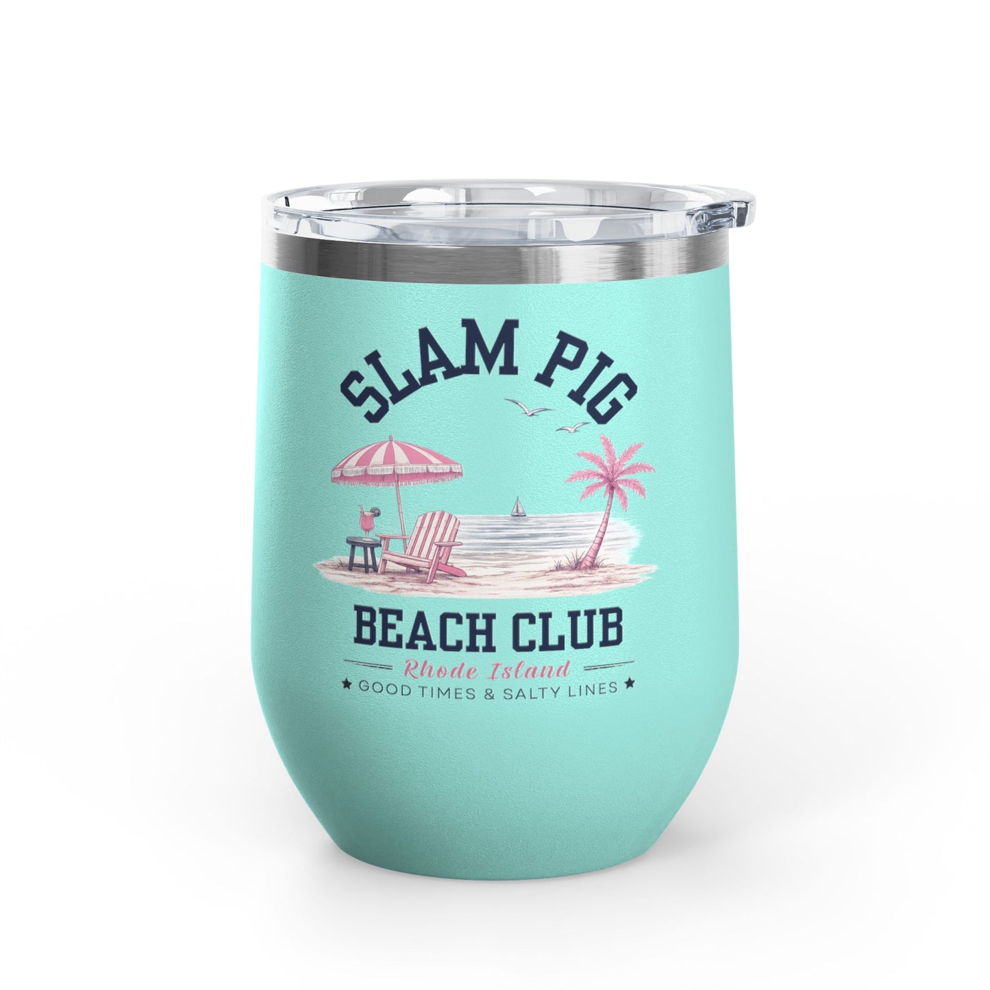 Slam Pig Beach Club Tumbler, RHORI Inspired Wine Tumbler, Rhode Island Gift, 12oz Insulated Cup, Bravo Fan Gift, Beach Cup