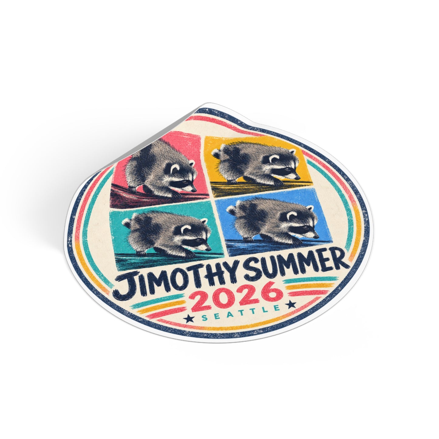 Jimothy Summer 2026 Sticker, Seattle Raccoon Sticker, Funny Seattle Sticker, Cute Raccoon Decal, Pacific Northwest Sticker