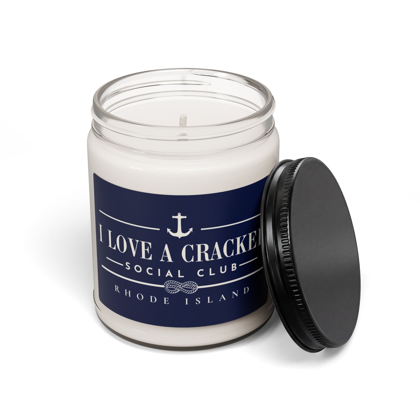 I Love a Cracker Social Club Candle | Funny Rhode Island Gift | Coastal New England Soy Candle | Ocean State Home Décor | RHORI