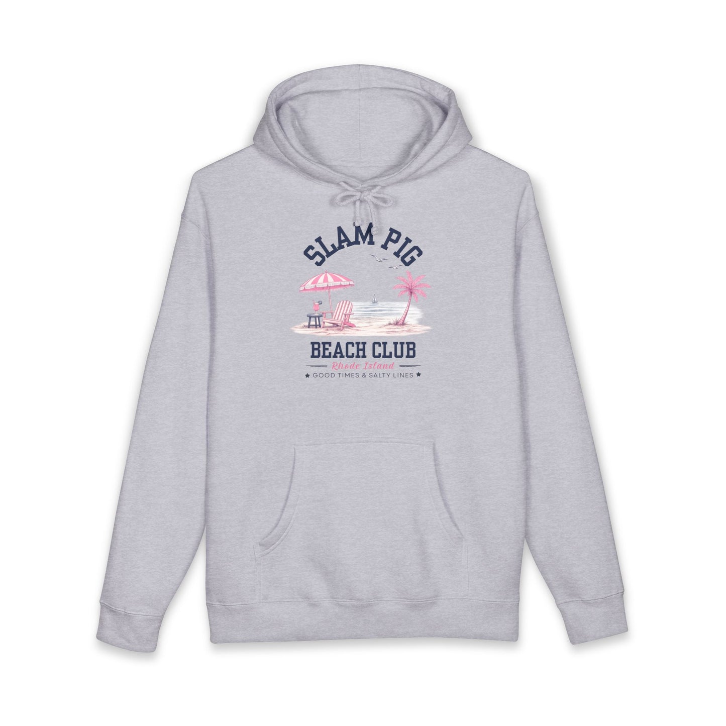Slam Pig Beach Club Hoodie, Rhode Island Hoodie, Coastal Beach Sweatshirt, Preppy Beach Hoodie, Summer Vacation Gift, Unisex, RHORI
