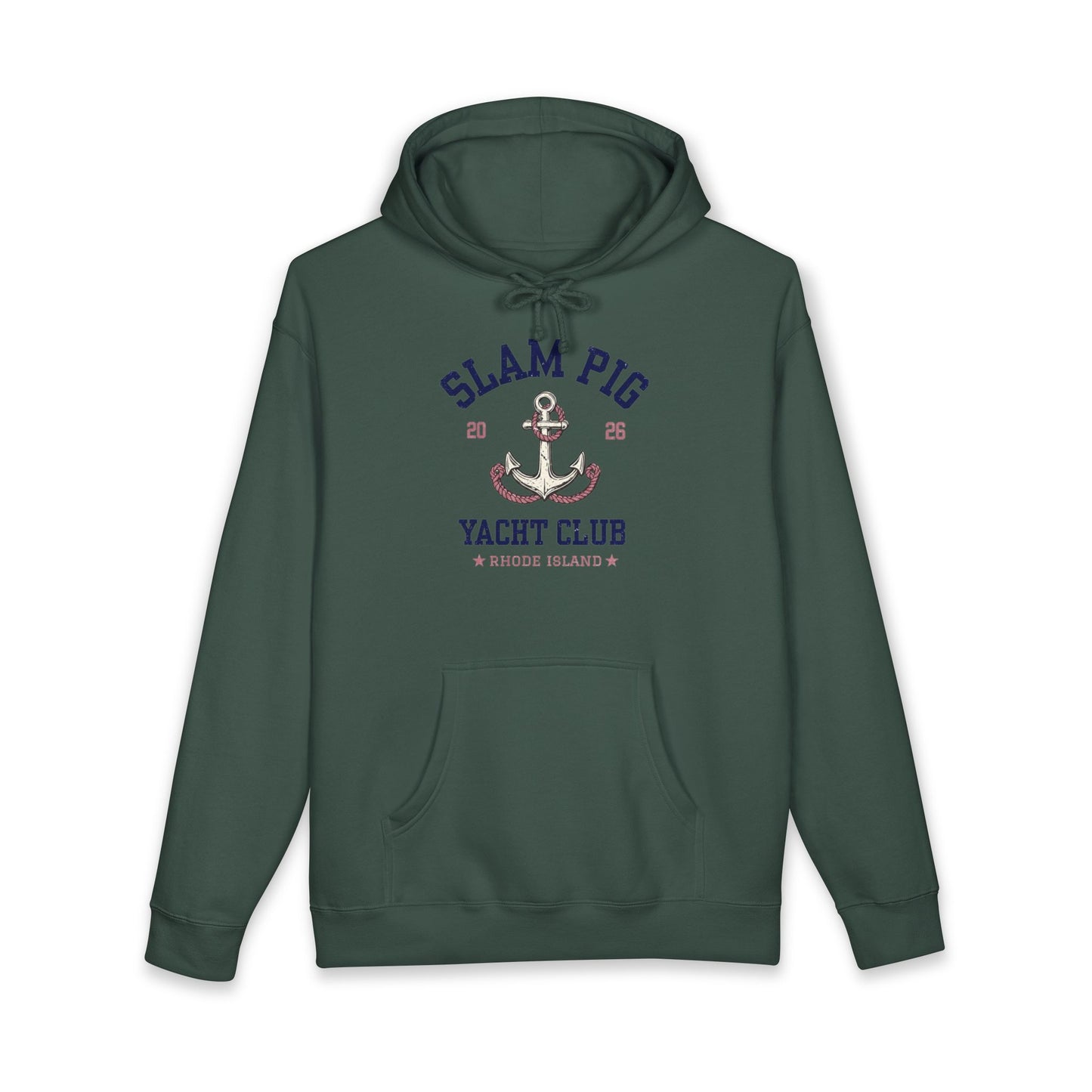 Slam Pig Yacht Club Hoodie | Rhode Island Nautical Sweatshirt | Coastal Anchor Hoodie | Funny Yacht Club Pullover | Unisex Hoodie