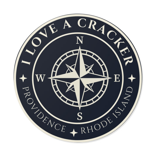 I Love A Cracker compass sticker | Round Vinyl Sticker Providence Rhode Island