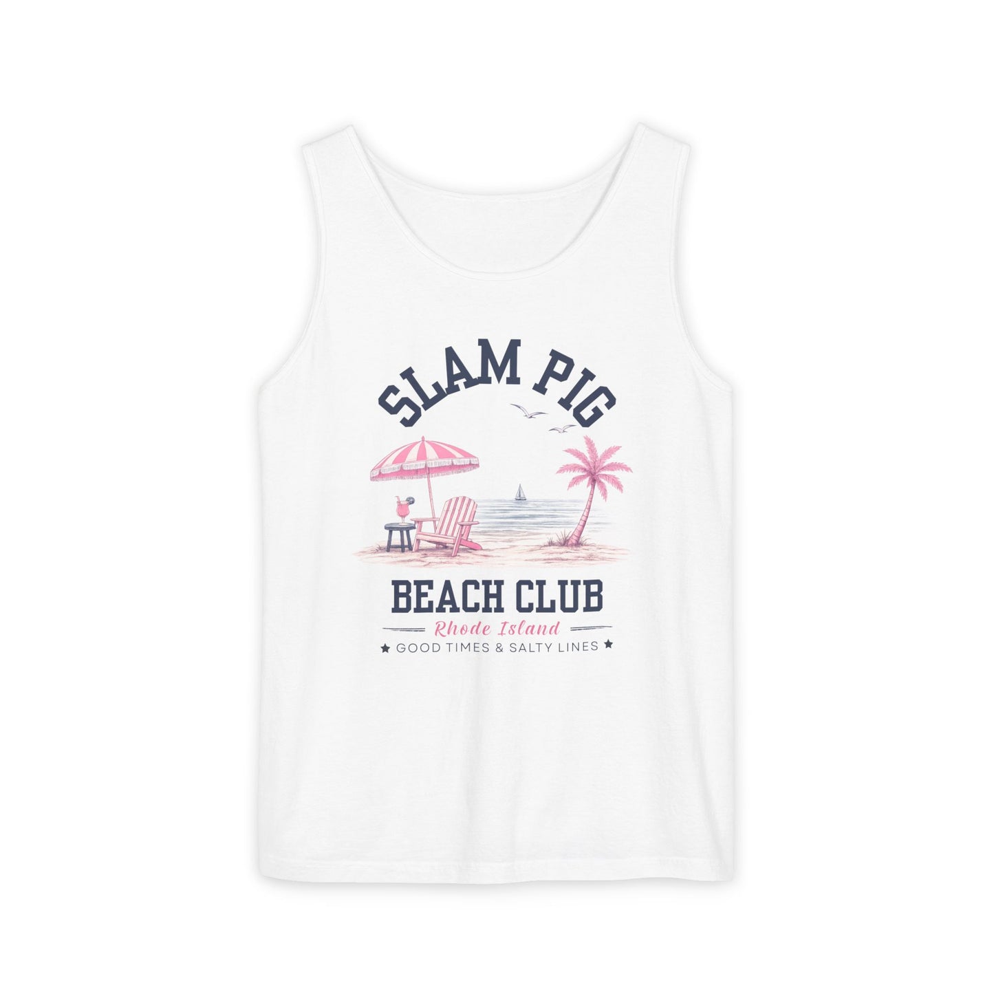 Slam Pig Beach Club Shirt, Rhode Island Beach Tee, Coastal Vacation Shirt, Preppy Summer Graphic Tee, Nautical Ocean Shirt