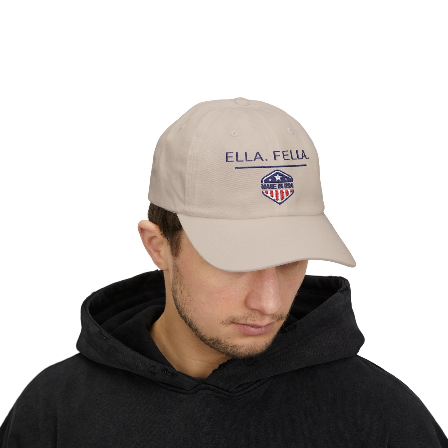 Ella Fella Embroidered Hat, Made in USA Cap, Patriotic Dad Hat, Men's Baseball Cap, Lake Life Hat, Boating Fishing Gift