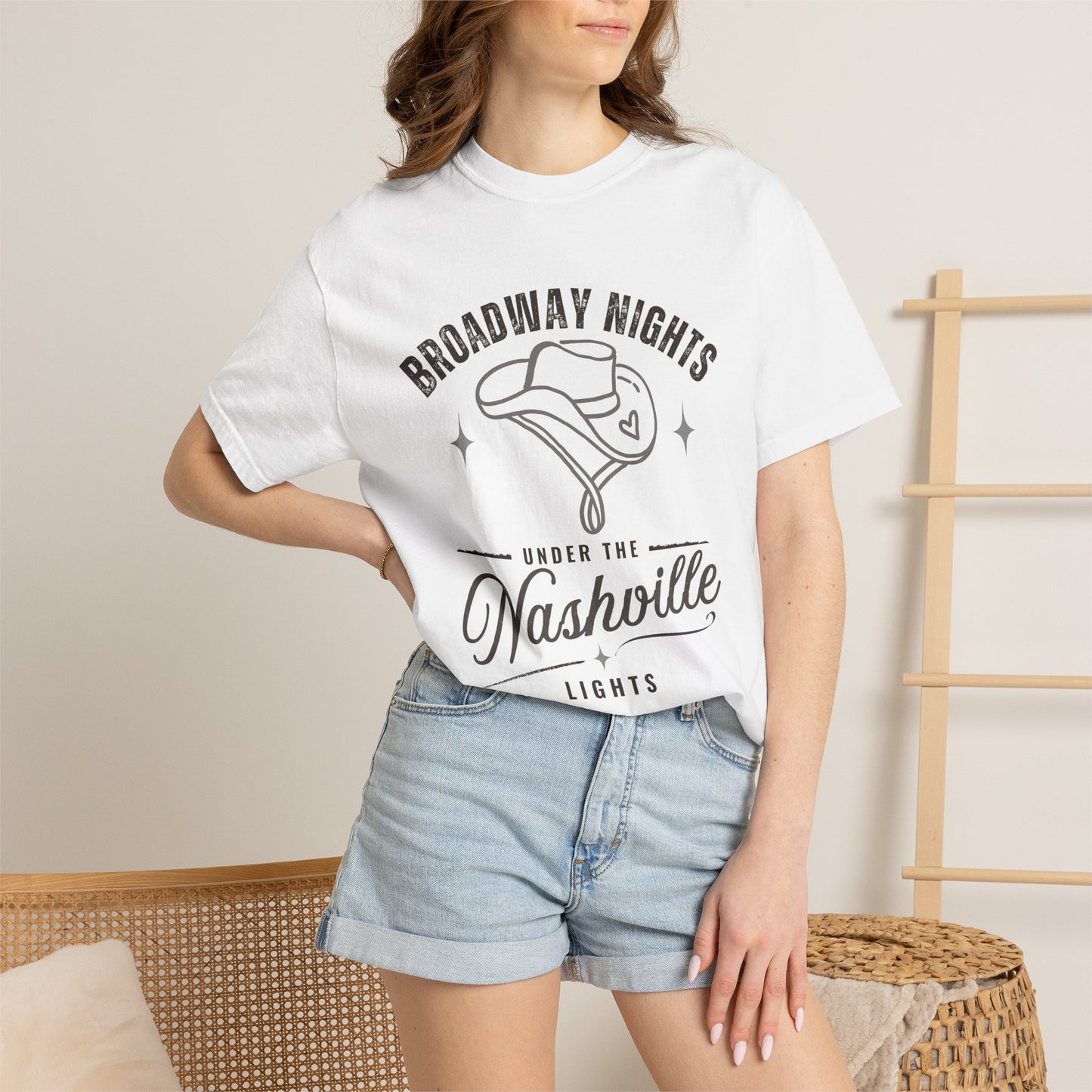 Broadway Nights Under the Nashville Lights Comfort Colors® T-Shirt | Nashville Country Music Tee | Broadway Street Shirt | Nashville Gift
