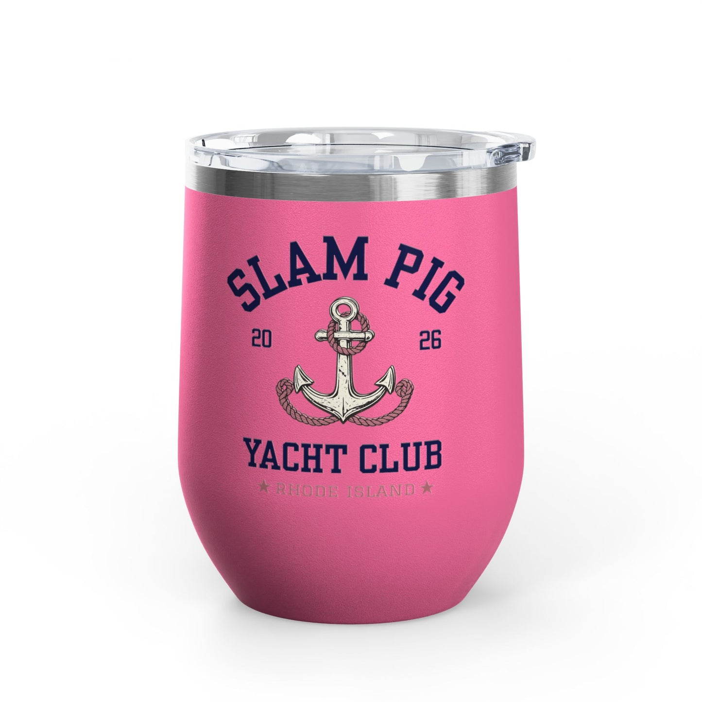 Slam Pig Yacht Club Wine Tumbler, RHORI Inspired Insulated Cup, Rhode Island Boat Gift, Funny Bravo Wine, Front/Back Design