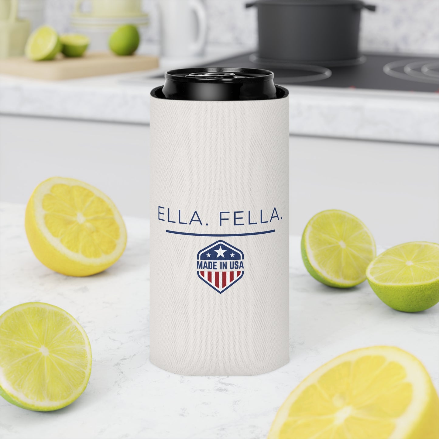 Ella Fella Can Cooler, Beer Can Sleeve, Made in USA Drink, Country Gift for Men, Patriotic Beverage Sleeve, Funny Gift for Him