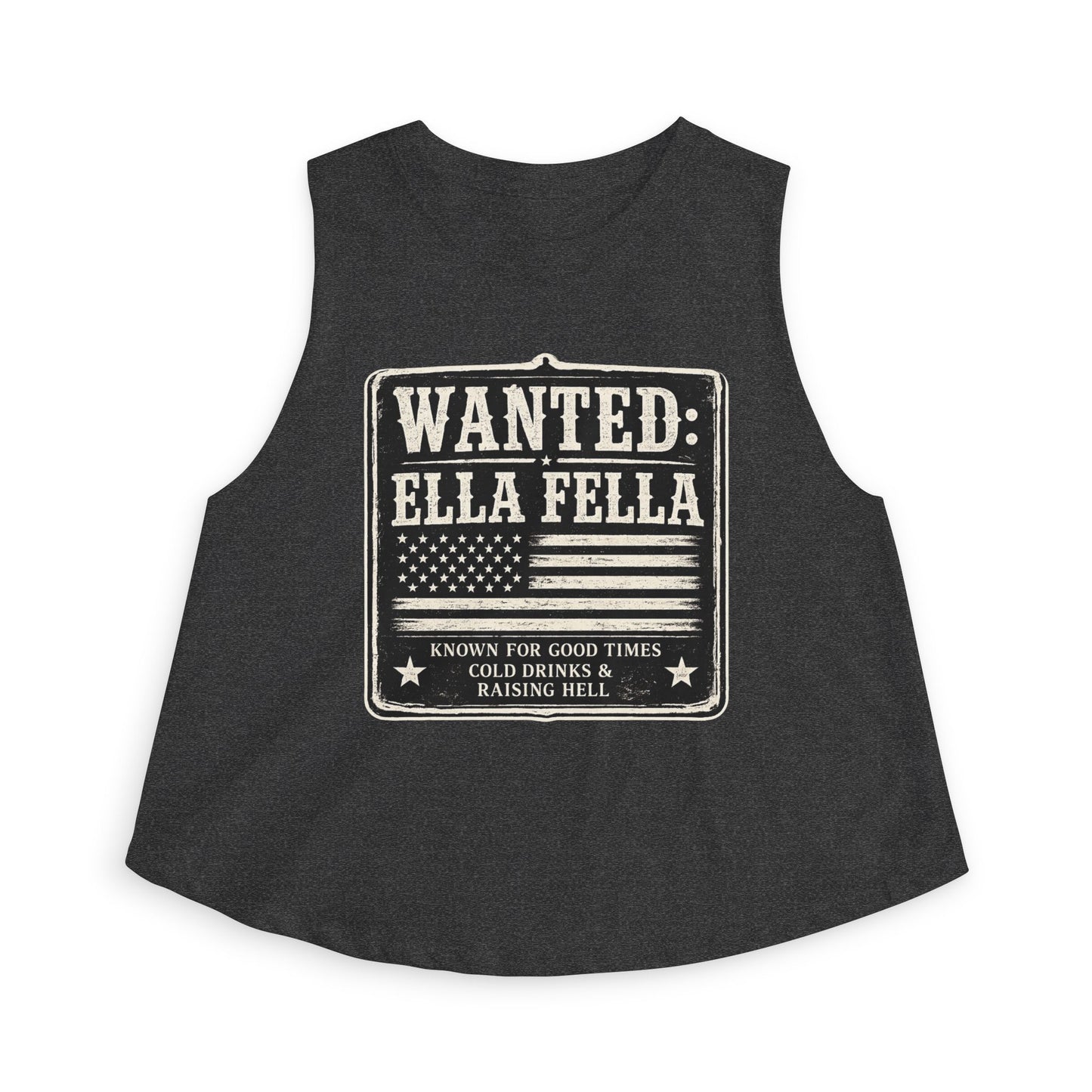 Wanted Ella Fella Crop Tank Top, Country Concert Shirt, Western Graphic Tee, Cowgirl Outfit, Rodeo Shirt, Nashville Festival Top