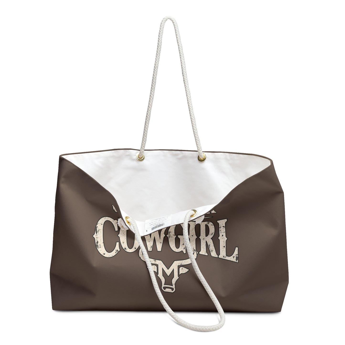 Crowbar Cowgirl Western Tote Bag, Brown Canvas Carryall, Country Style, Rodeo Gift, McBee