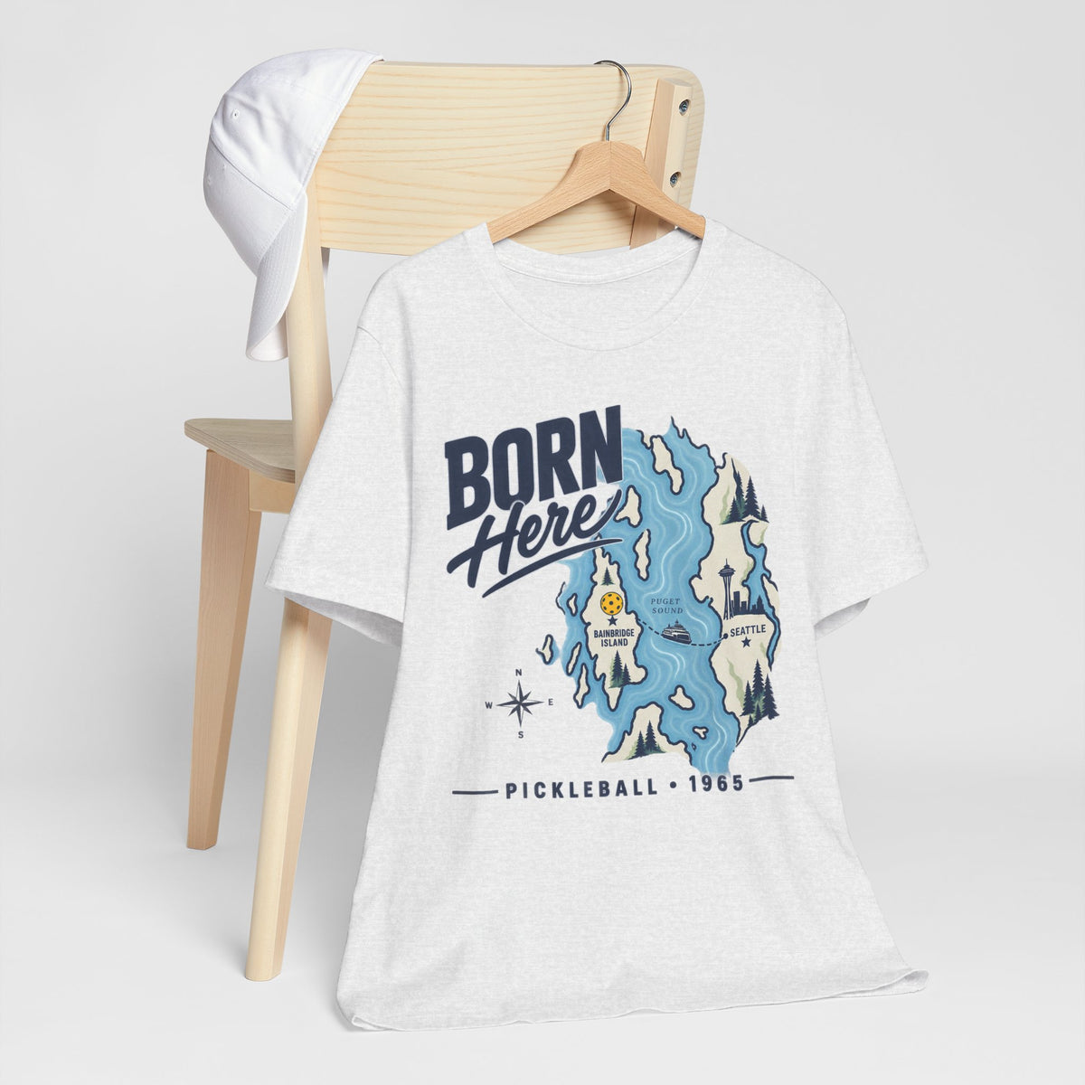 Born Here Bainbridge Island Pickleball 1965 Unisex Tee