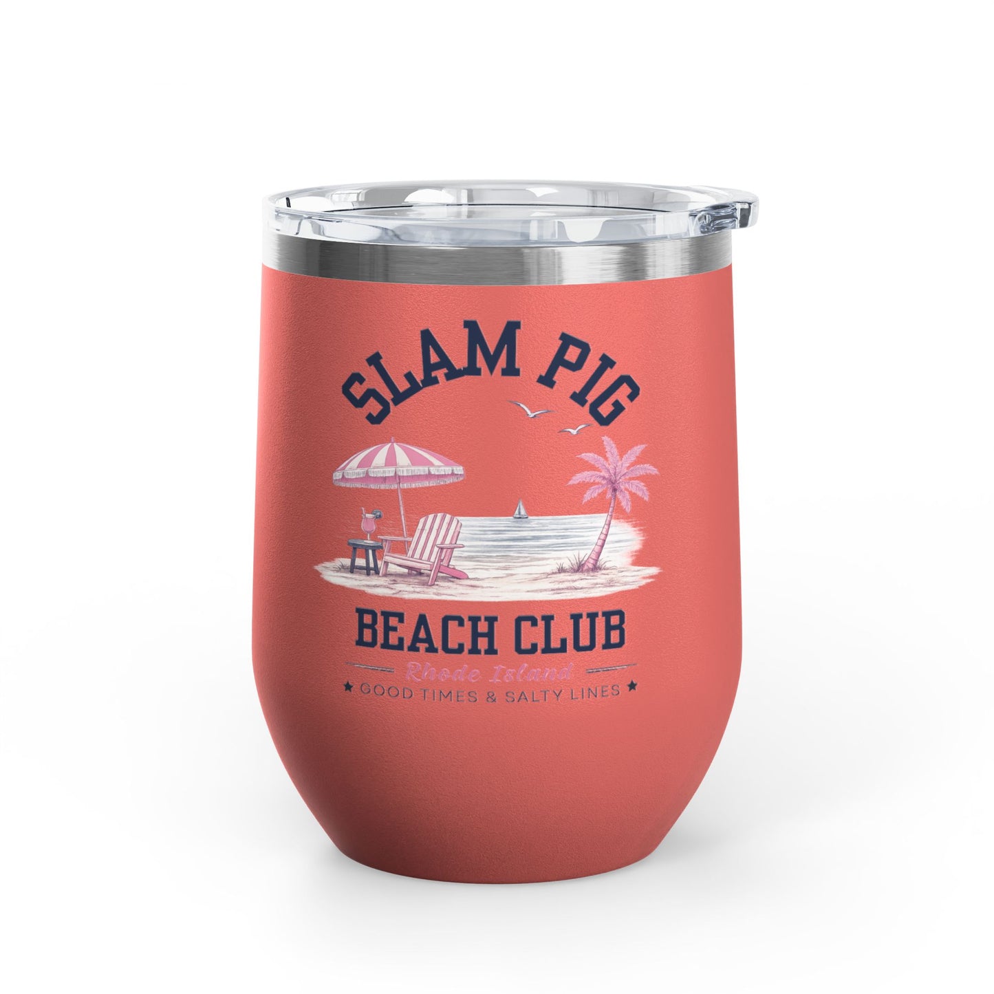 Slam Pig Beach Club Tumbler, RHORI Inspired Wine Tumbler, Rhode Island Gift, 12oz Insulated Cup, Bravo Fan Gift, Beach Cup