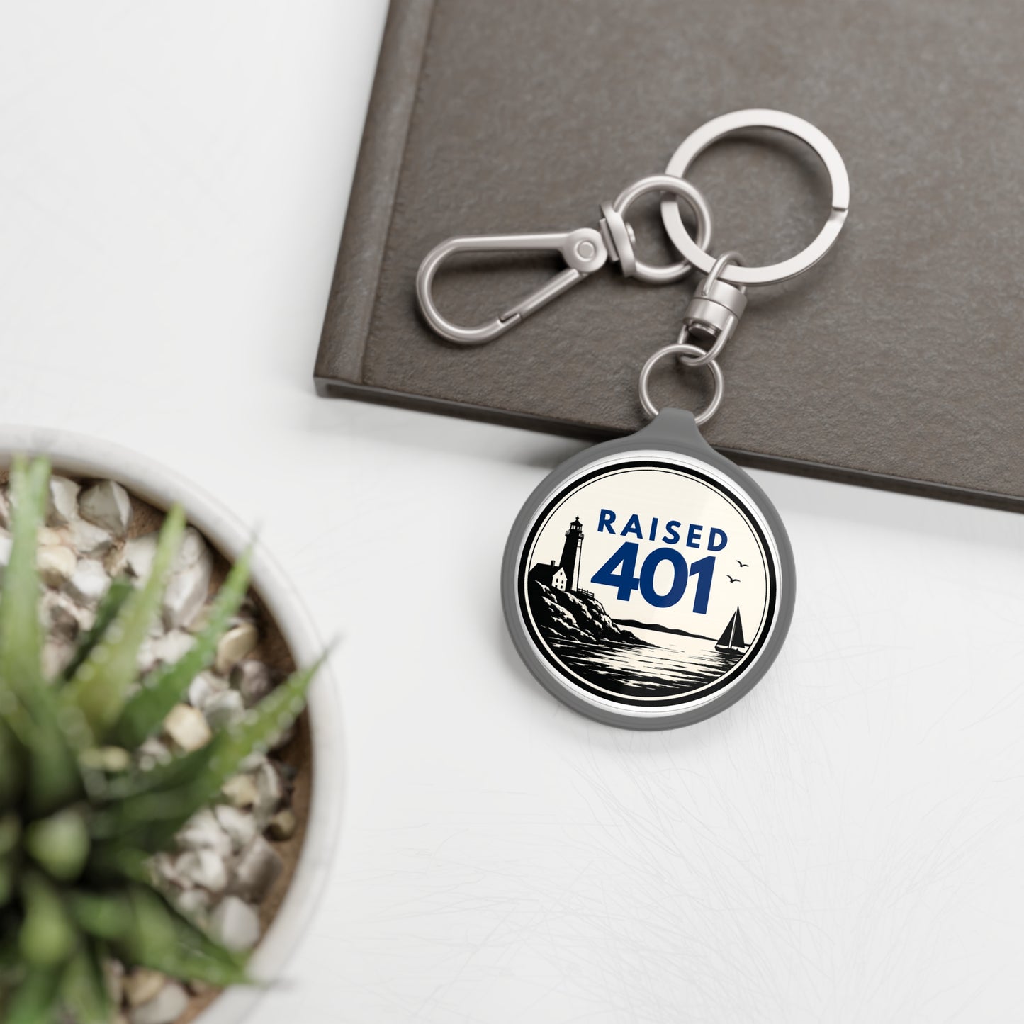 Rhode Island| Raised 401 Lighthouse Keyring | Coastal Rhode Island Nautical Keychain | Local Pride