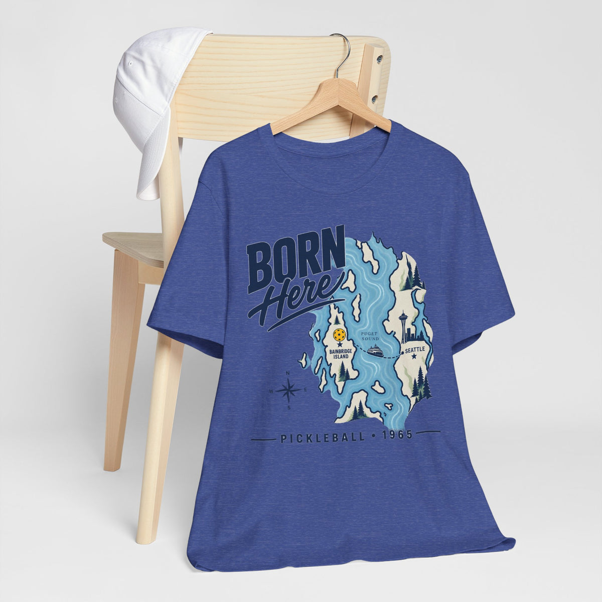 Born Here Bainbridge Island Pickleball 1965 Unisex Tee