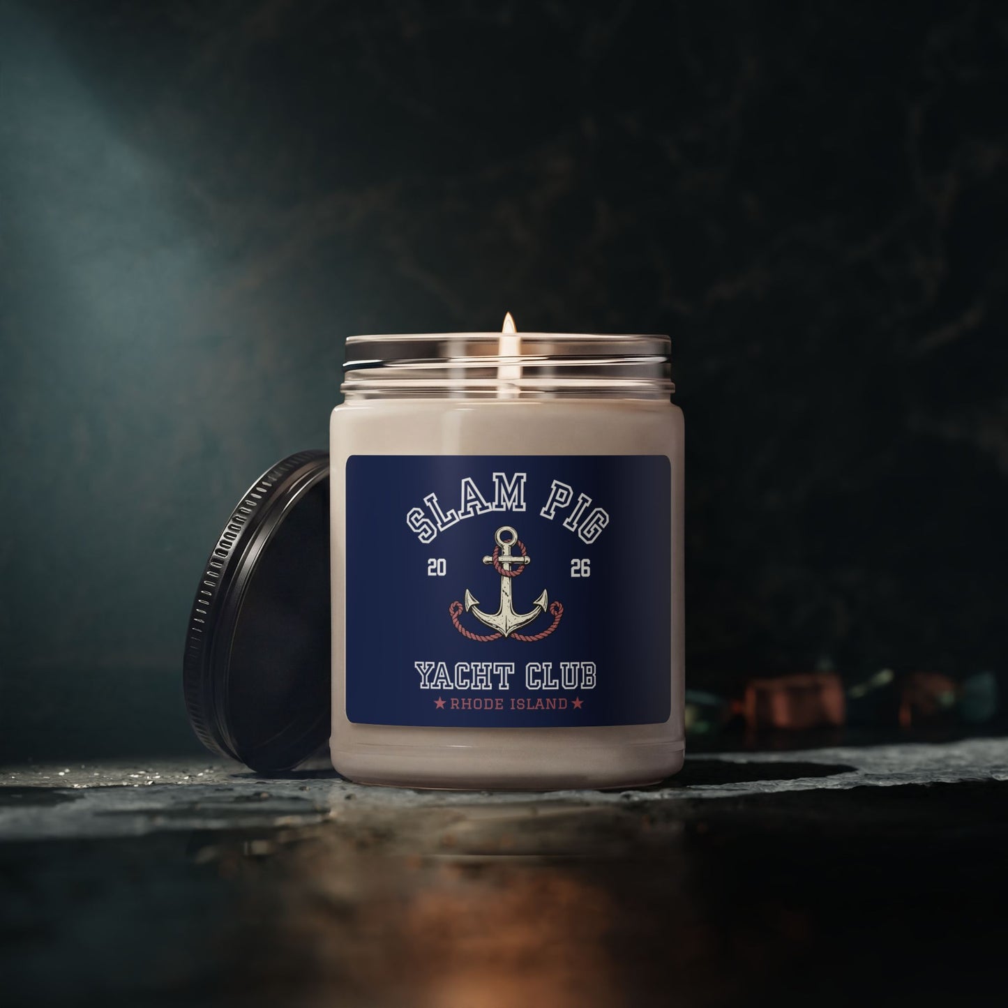 Slam Pig Yacht Club Candle, Rhode Island Coastal Candle, Nautical Home Decor, Beach House Candle, Boat Lover Gift, Summer Decor, RHORI
