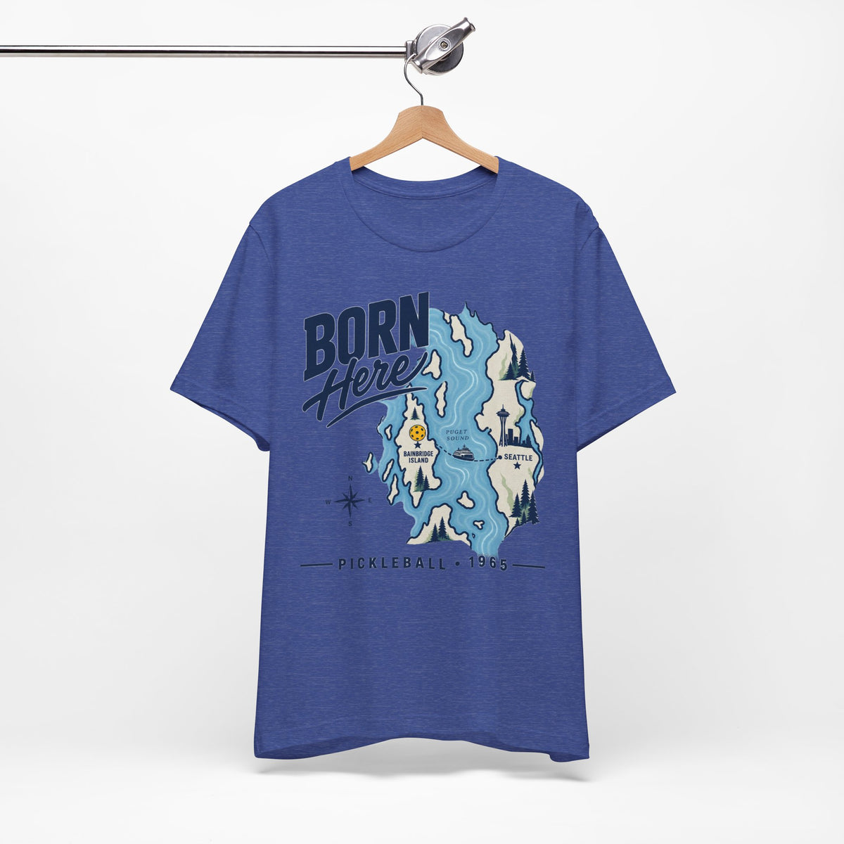 Born Here Bainbridge Island Pickleball 1965 Unisex Tee