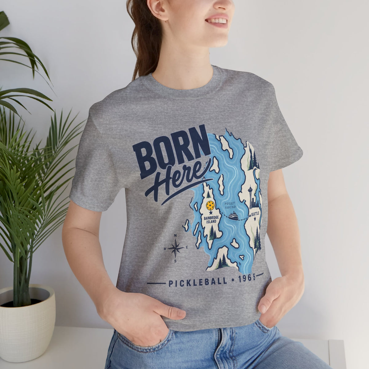 Copy of Born Here Bainbridge Island Pickleball 1965 Unisex Tee