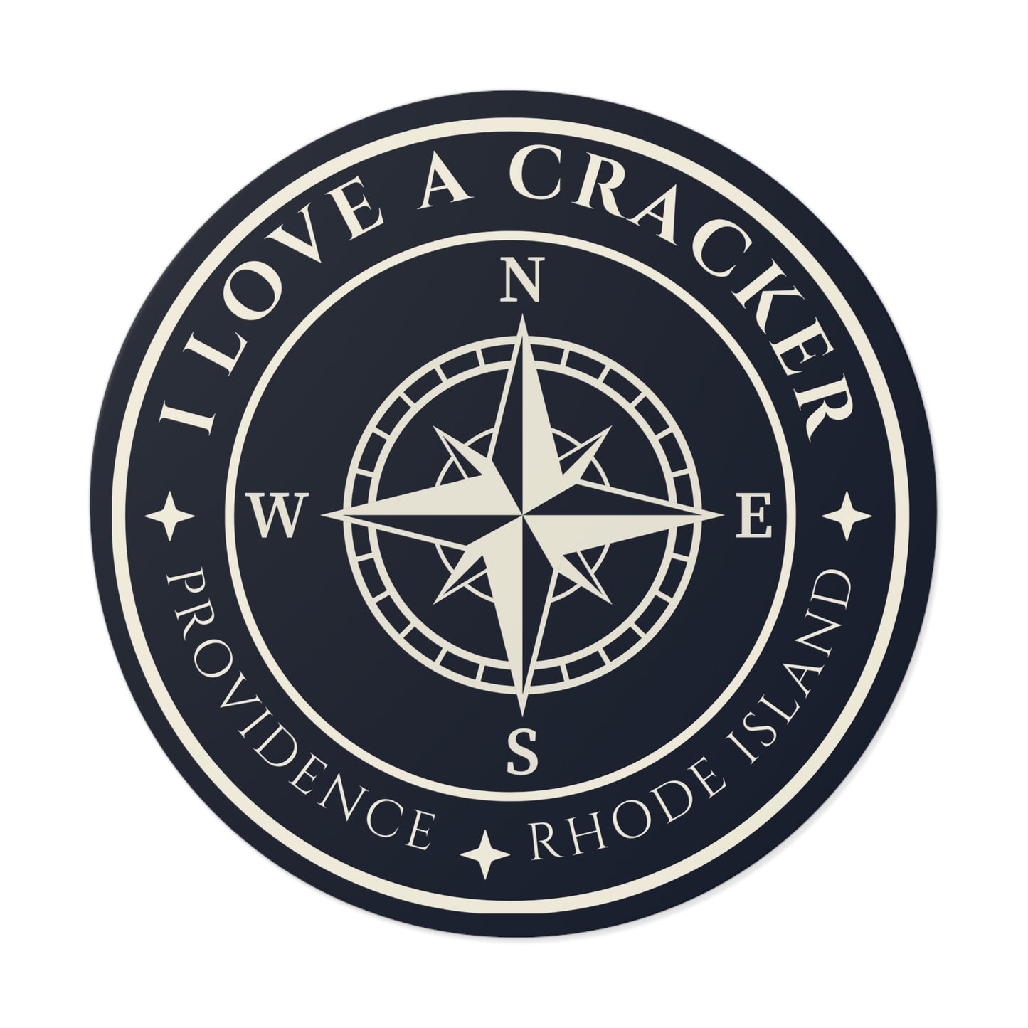 I Love A Cracker compass sticker | Round Vinyl Sticker Providence Rhode Island