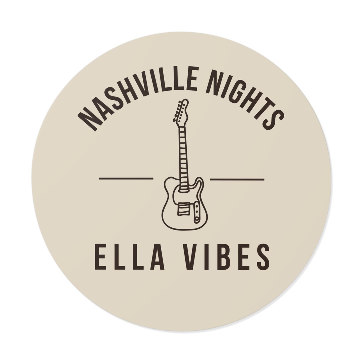 Nashville Nights Guitar Sticker | Round Vinyl Sticker, Ella Vibes | Ella Inspired Sticker | Nashville Music