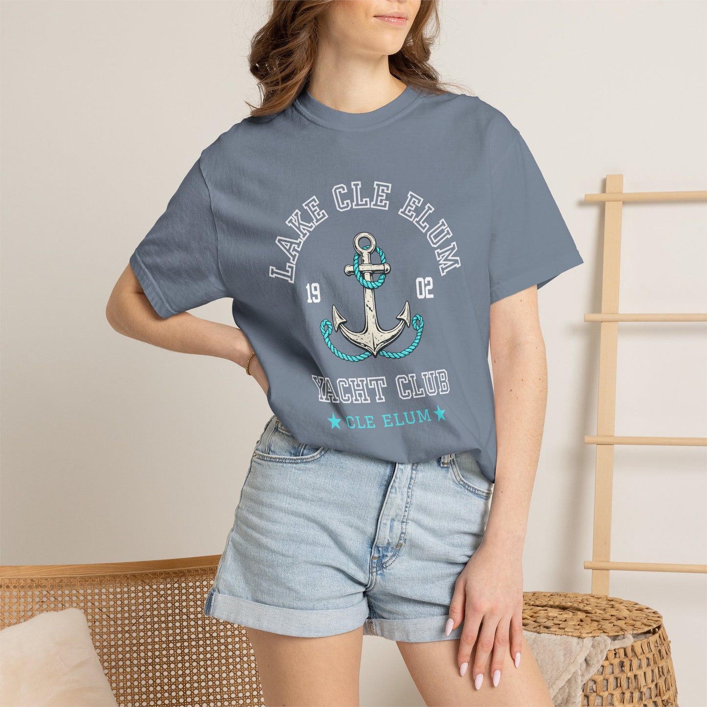 Turquoise Anchor Graphic T-Shirt | Nautical Anchor Illustration