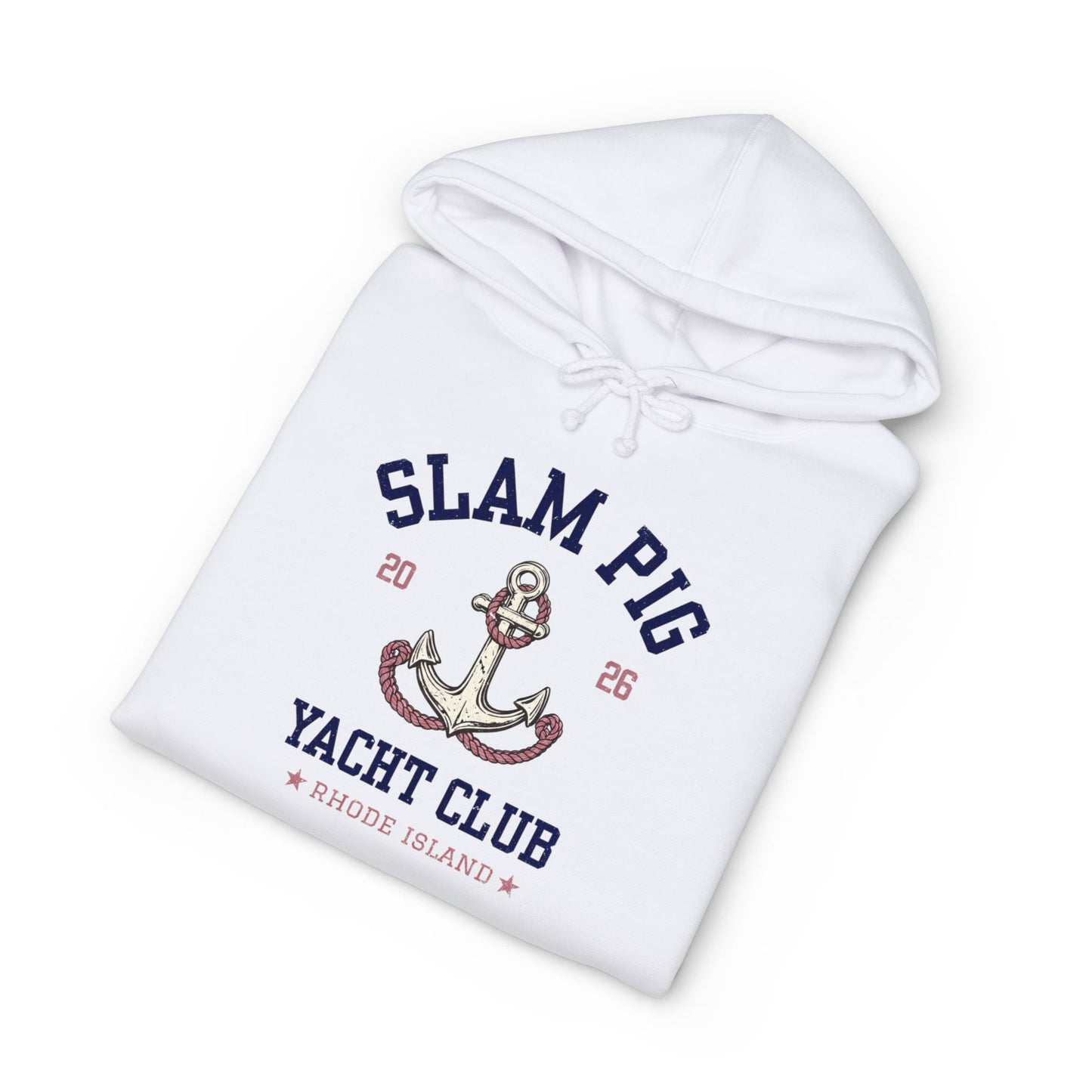 Slam Pig Yacht Club Hoodie | Rhode Island Nautical Sweatshirt | Coastal Anchor Hoodie | Funny Yacht Club Pullover | Unisex Hoodie