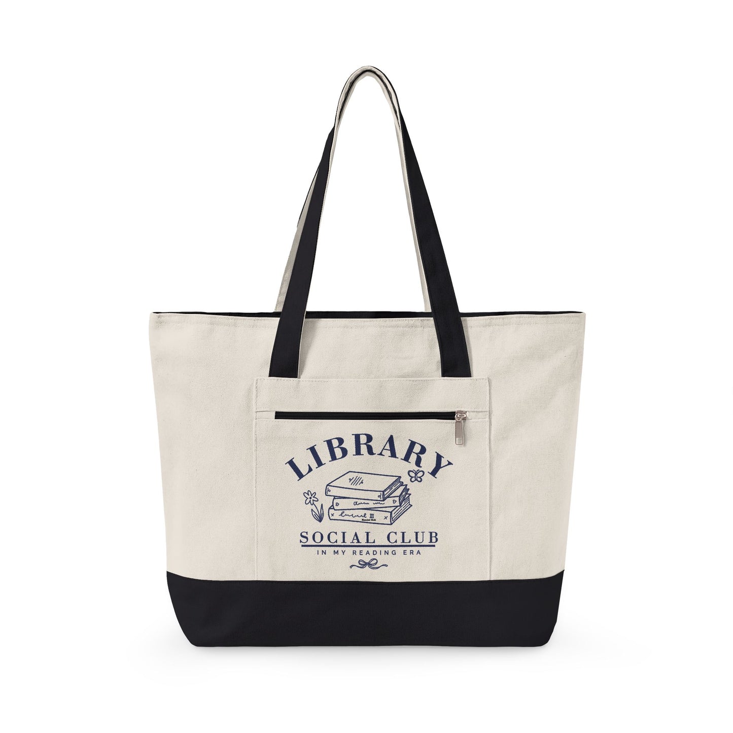 In My Reading Era, Library Social Club Canvas Tote Bag, Zippered Book Lover Gift for Readers | Back to School | Personalize it!