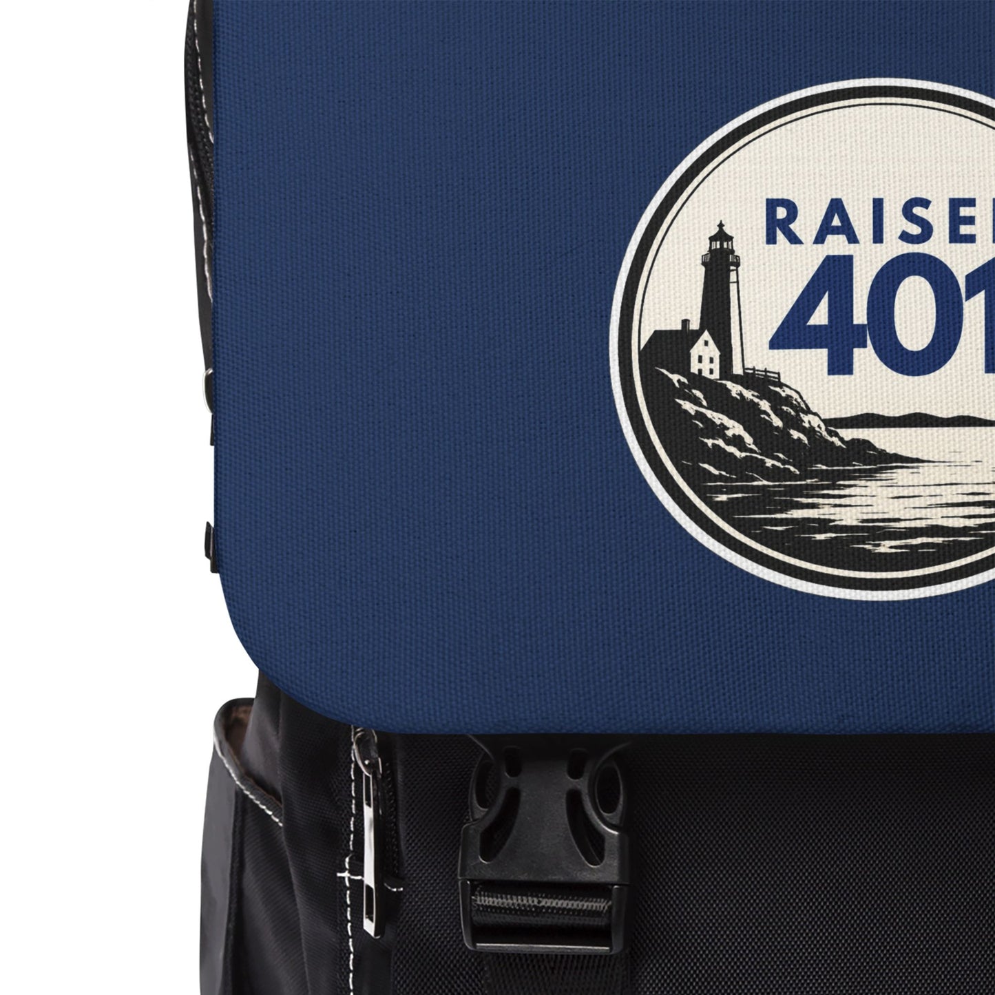 Raised 401 Backpack, Rhode Island Book Bag, Lighthouse Travel Pack, Coastal School Bag, Ocean State Laptop Carrier