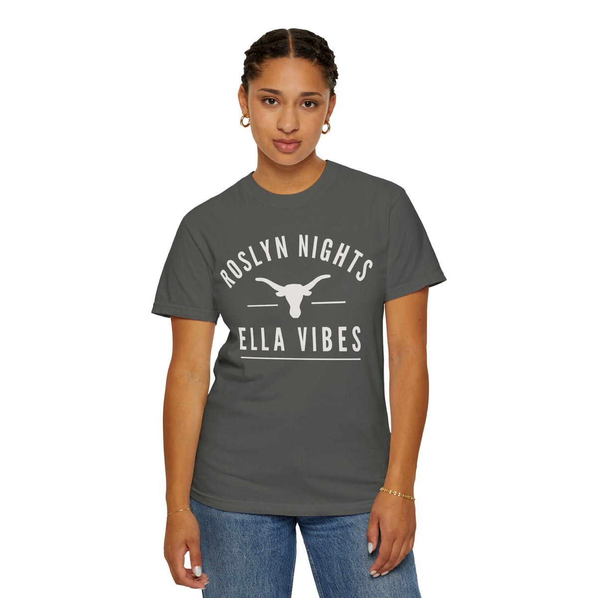 Roslyn Nights Ella Vibes T-Shirt | Unisex | Longhorn Skull Graphic | Rodeo Tee | Country Concerts