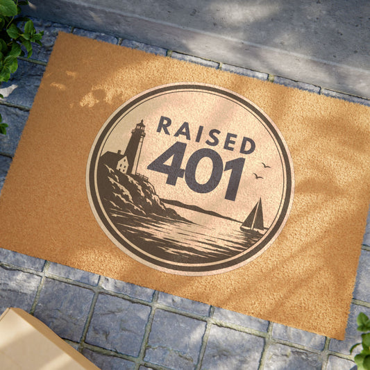 Rhode Island | Local Pride | Raised 401 Doormat | Coastal Lighthouse Sailboat Welcome Mat