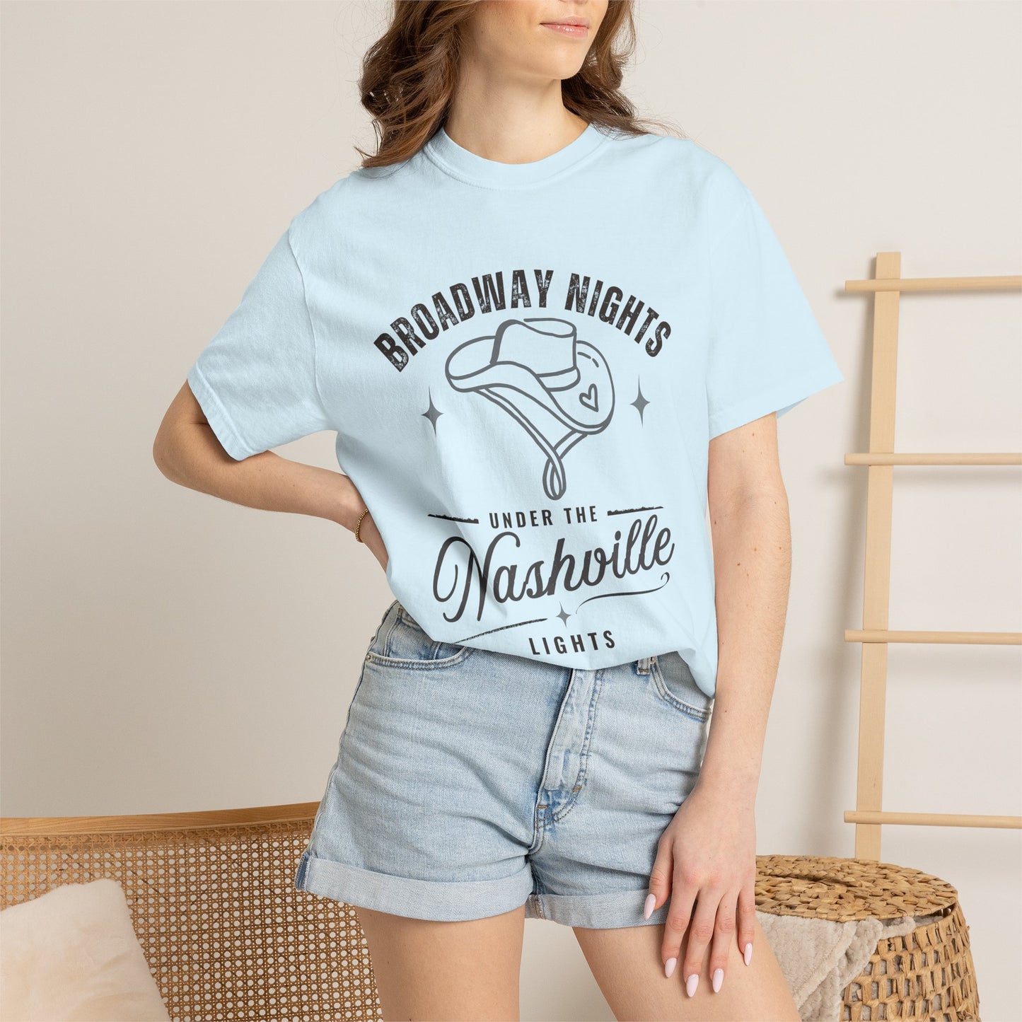 Broadway Nights Under the Nashville Lights Comfort Colors® T-Shirt | Nashville Country Music Tee | Broadway Street Shirt | Nashville Gift