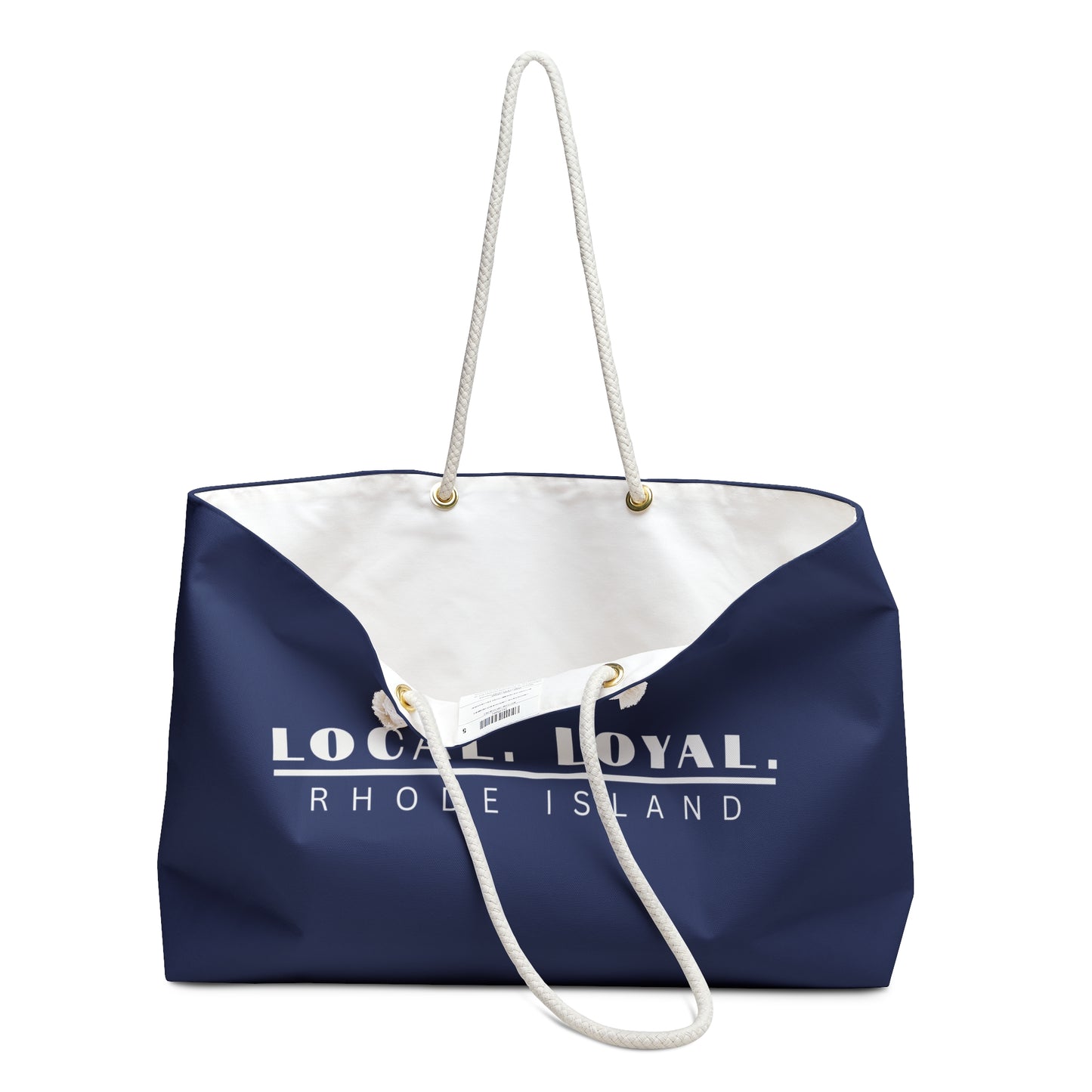 Local Loyal Rhode Island Weekender Bag | Navy Nautical Quote Tote
