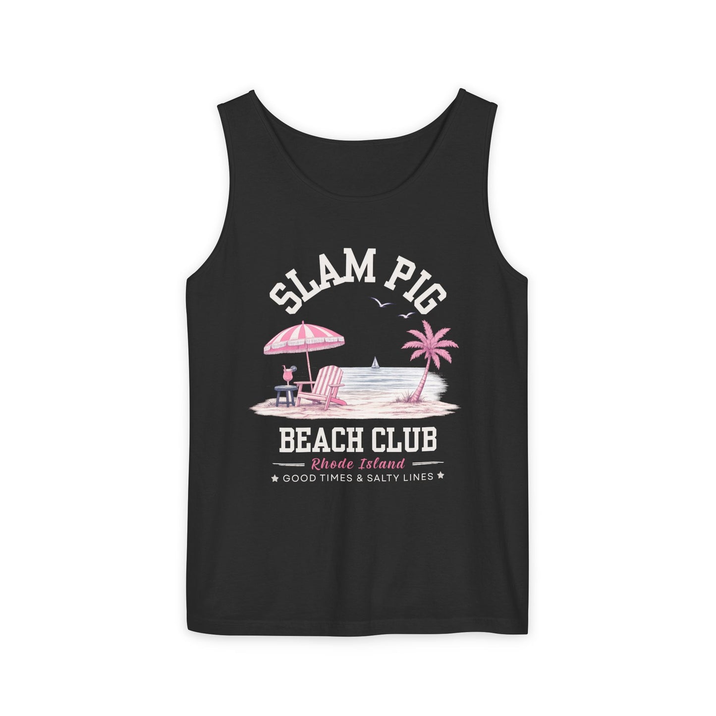 Slam Pig Beach Club Shirt, Rhode Island Beach Tee, Coastal Vacation Shirt, Preppy Summer Graphic Tee, Nautical Ocean Shirt