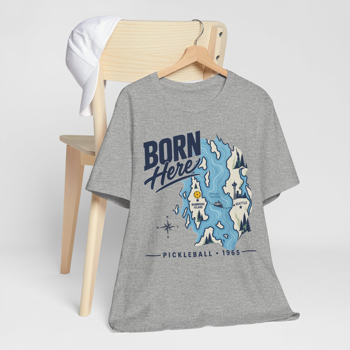 Born Here Bainbridge Island Pickleball 1965 Unisex Tee