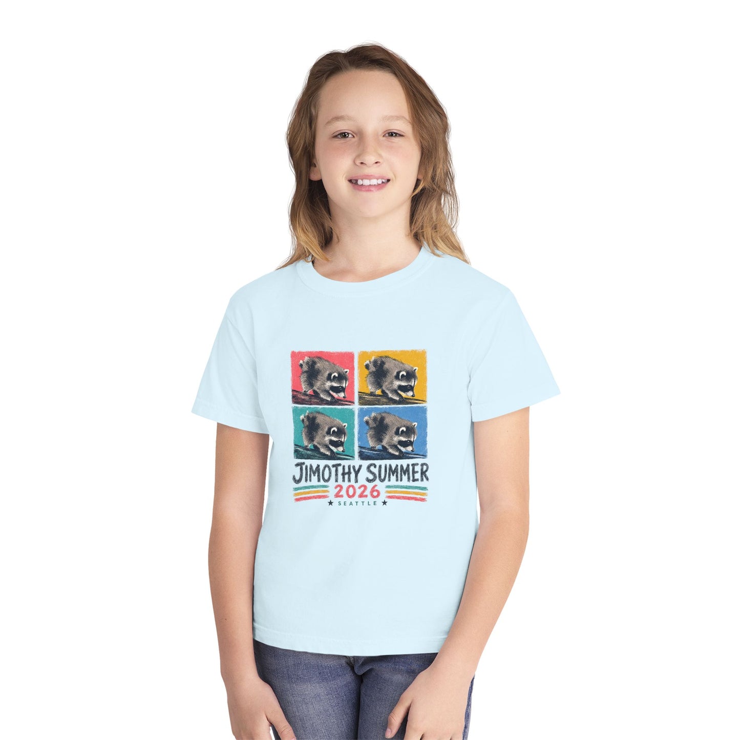 Jimothy Summer 2026 Kids Shirt, Seattle Raccoon Tee, Funny Seattle Kids T Shirt, Raccoon Shirt, Cute Summer Tee, Comfort Colors