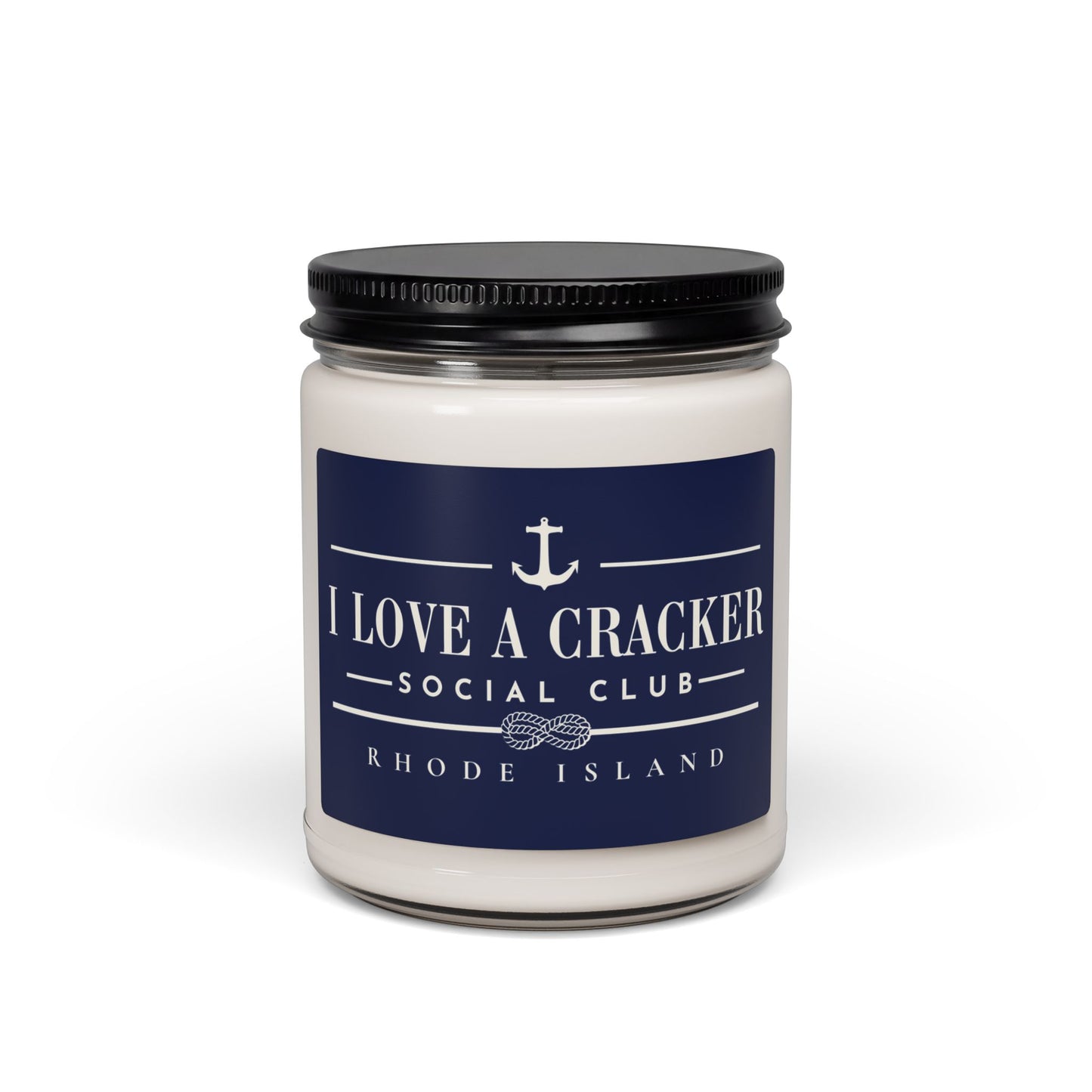 I Love a Cracker Social Club Candle | Funny Rhode Island Gift | Coastal New England Soy Candle | Ocean State Home Décor | RHORI