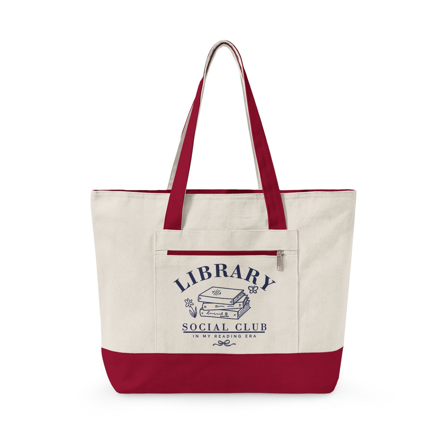 In My Reading Era, Library Social Club Canvas Tote Bag, Zippered Book Lover Gift for Readers | Back to School | Personalize it!